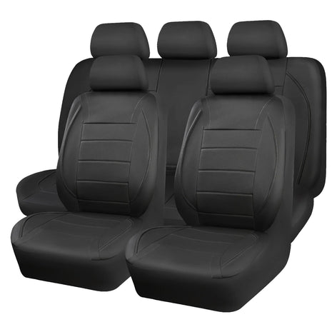 Universal Leather Car Seat Covers Red Simple Waterproof 5 Seat Car Seat Cover