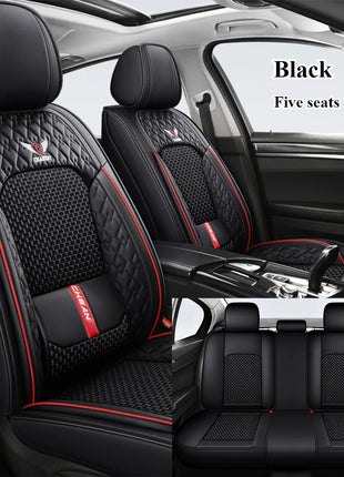 Ergonomic Car Seat Cushion – Nappa Leather & Ice Silk, High-Resilience Sponge, All-Season Comfort for Most Vehicles