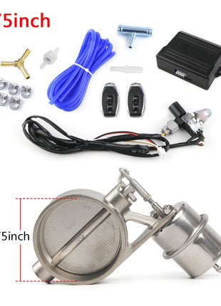 Exhaust Control Valve Set With Vacuum Actuator CUTOUT 2 2.36 2.5 2.75 3 3.5inch Pipe CLOSE STYLE with Wireless Remote Controller