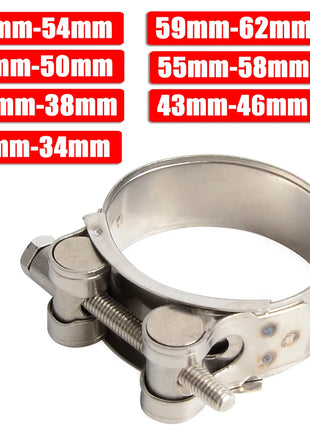 31mm - 62mm Motorcycle Exhaust Clamp Clip Stainless Steel Exhaust Pipe Clamps For Middle Exhaust Connect Fixed Seal Install