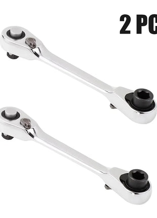 Rafford Mini Treble 1/4 Ratchet Wrench Double Ended Quick Socket Ratchet Wrench Screwdriver Hex Torque Wrenches Set 2in1 Spanner