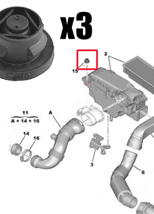 3Pcs Car Air Filter Rubber Insert Grommet For 1.6 HDI Diesel 1422A3 1422.A3 Hood Rubber Gasket Car Accessories