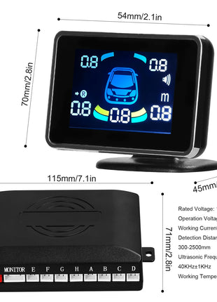 Car Parking Sensor Reversing Radars System Front & Rear Support Sound Warning/Buzzer with 8 Parking Sensors Distance Detection