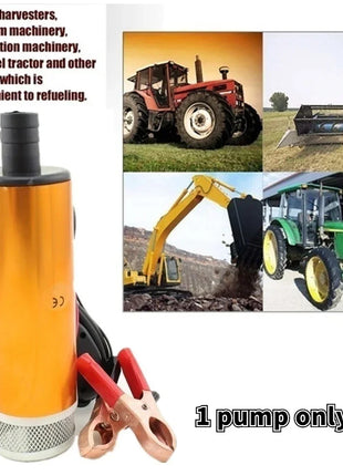 2 in 1 Oil Pump Refueling Gun Electric Submersible 5 Meter Steel Hose Fuel Water Camping Accessories