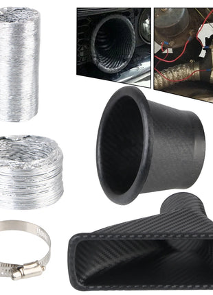 Universal Air Vent Tube Kit Turbo Air Inlet Tuyere Car Front Bumper Air Intake System Round/Square Nozzles Air Funnel Pipe Set