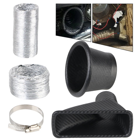 Universal Air Vent Tube Kit Turbo Air Inlet Tuyere Car Front Bumper Air Intake System Round/Square Nozzles Air Funnel Pipe Set