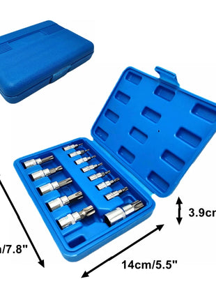 13pcs Torx Bit Socket Set, CRV Sockets, S2 Steel Bits, 1/4-inch (T8-T30), 3/8-inch (T40-T60) & 1/2-inch (T70) Drive, with case
