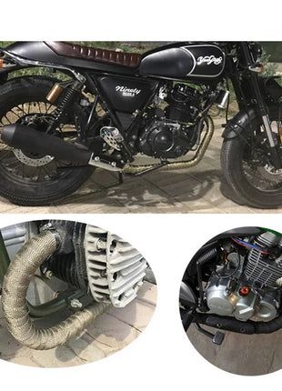 Motorcycle Car Exhaust Pipe Wrap Tape Heat Wrap Blue Black 1.5 Meters Car Exhaust Pipe Wrap Insulation Fiber Tape Auto Accessory