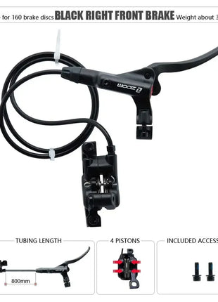 ZOOM HB-876 4 Piston Folding Mountain Bike Disc Hydraulic Brake Set Front 800 Rear 1400 Mm Mtb Bicycle Cramp Red Cycling Parts