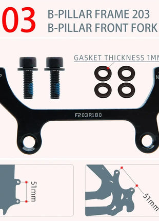 Disc Brake Base Pads Set Electric Mountain Bike PM/IS 160 180 203 Mm Aluminum Alloy Caliper Adapter Bicycle Accessory Hydraulic