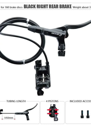 ZOOM HB-876 4 Piston Folding Mountain Bike Disc Hydraulic Brake Set Front 800 Rear 1400 Mm Mtb Bicycle Cramp Red Cycling Parts