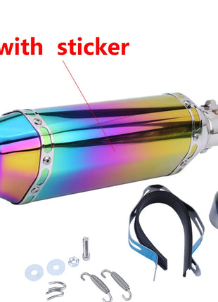 Motorcycle Exhaust Universal 38-51mm Vent Pipe With Muffler 370mm Stainless Steel For ATV Street Bike
