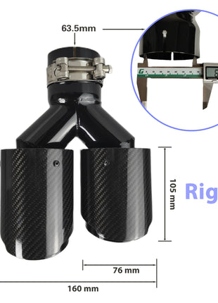 Car Carbon Fiber Glossy Muffler Tip Y Shape Double Exit Exhaust Pipe Mufflers Nozzle Decoration Universal Stainless Black