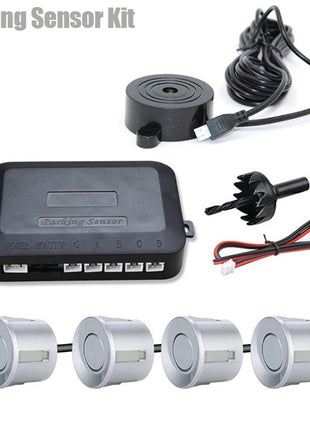 Risingon 12V 22mm Car Parking Sensor Kit Universal 4 Sensors Buzzer Reverse Backup Radar Sound Alert Indicator Probe System