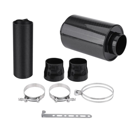 76mm 3 inch Universal Carbon Fiber Induction  Filter Box Cold Air Intake System W/ Intake Hose Cold Air Intake System Intake Hose
