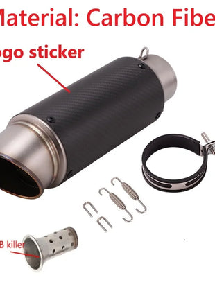 motorcycle exhaust inox muffler carbon fiber exhaust Universal 51/60mm with DB Killer for z900 R3 R25 MT07 MT09 R1 Z400 Z650