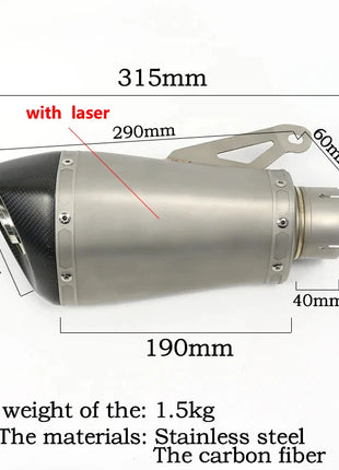 51mm 60mm 65mm Slip-on Motorcycle Exhaust Muffler Escape Moto Removable DB Killer Laser for BMW S1000RR 2010-2014 S100