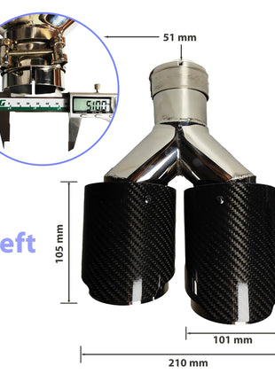 1 Pcs Universal Car Carbon Fiber Glossy Muffler Tip Polishing Y Shape Double Exit Exhaust Pipe Mufflers Nozzle Decoration