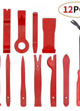 12pcs Auto Door Clip Panel Trim Removal Tools Kits Navigation Blades Disassembly Plastic Car Interior Conversion Repairing Tool