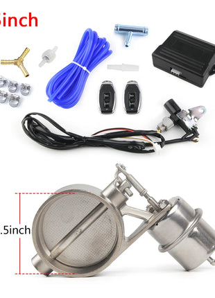 Exhaust Control Valve Set With Vacuum Actuator CUTOUT 2 2.36 2.5 2.75 3 3.5inch Pipe CLOSE STYLE with Wireless Remote Controller