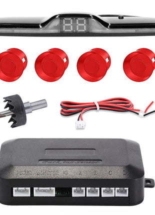 New LED Parking Sensor System Backlight Parktronic Monitor Display Kit Backup Detector Assistant 4 Probes