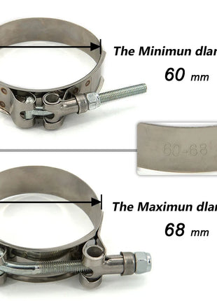 2/2.25/ 2.5/ 2.75/ 3/ 3.25/ 3.5/4 inch T-Bolt Exhaust 304 Clamp Intake Turbo Exhaust Intercooler Silicone Coupler Steel Hose Clamps