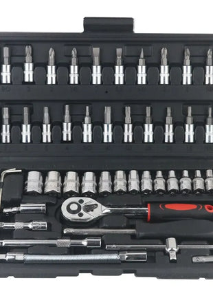 New 46-piece car repair tool kit 1/4 inch socket set car repair kit pry ratchet torque wrench combination car maintenance tools