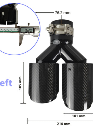 Car Carbon Fiber Glossy Muffler Tip Y Shape Double Exit Exhaust Pipe Mufflers Nozzle Decoration Universal Stainless Black