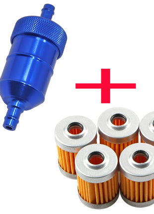 5pcs Reusable Washable Fuel Filter Element+CNC Alloy Petrol Gas Filter For Suzuki Dirt Bike ATV Quad Buggy Motorcycle Scooter
