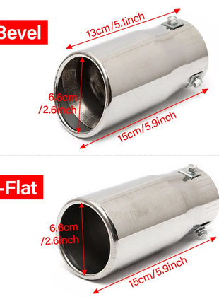 Universal Car Exhaust Pipe Tip Muffler Steel Stainless Trim Tail Tube Vehicle Auto Replacement Parts