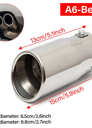 Universal Car Exhaust Pipe Tip Muffler Steel Stainless Trim Tail Tube Vehicle Auto Replacement Parts