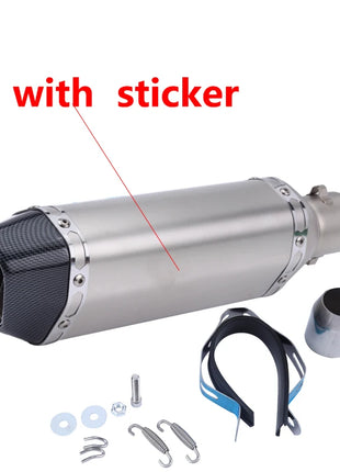Motorcycle Exhaust Universal 38-51mm Vent Pipe With Muffler 370mm Stainless Steel For ATV Street Bike