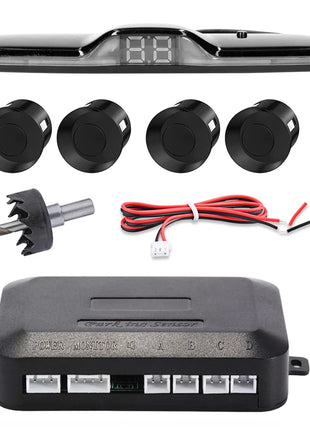 New LED Parking Sensor System Backlight Parktronic Monitor Display Kit Backup Detector Assistant 4 Probes