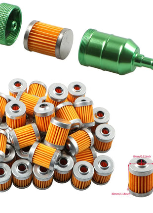 5pcs Reusable Washable Fuel Filter Element+CNC Alloy Petrol Gas Filter For Suzuki Dirt Bike ATV Quad Buggy Motorcycle Scooter