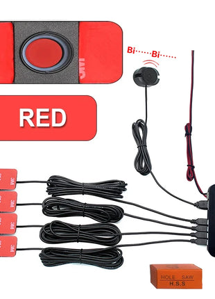 Car Parking Sensor Kit Assistant Park tronics 4 Black/Silver/White 13mm Flat Sensors Reverse Radar Sound Buzzer Alarm Sound