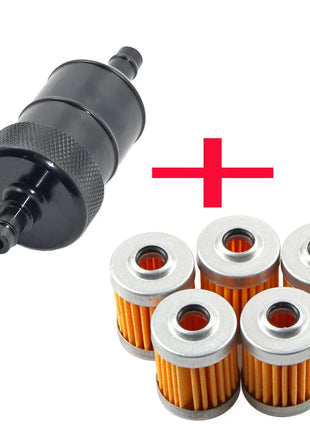 5pcs Reusable Washable Fuel Filter Element+CNC Alloy Petrol Gas Filter For Suzuki Dirt Bike ATV Quad Buggy Motorcycle Scooter