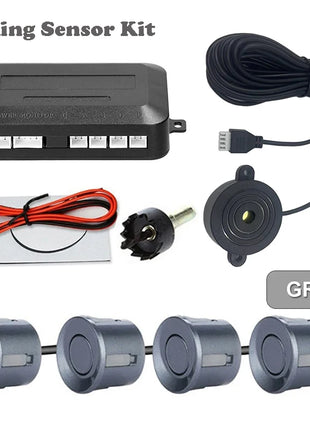 First Safe 12V 22mm Car Parking Sensor Kit Universal 4 Sensors Buzzer Reverse Backup Radar Sound Alert Indicator Probe System