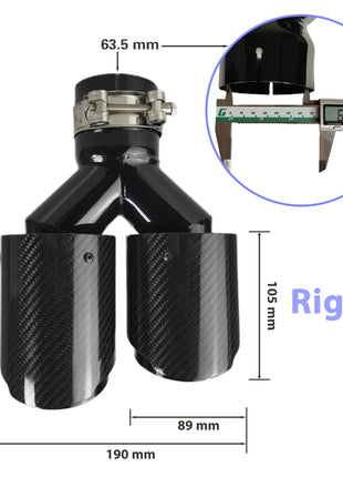 Car Carbon Fiber Glossy Muffler Tip Y Shape Double Exit Exhaust Pipe Mufflers Nozzle Decoration Universal Stainless Black