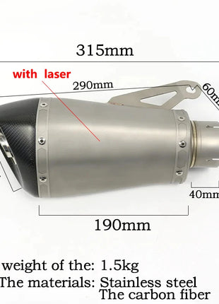 51mm 60mm 65mm Slip-on Motorcycle Exhaust Muffler Escape Moto Removable DB Killer Laser for BMW S1000RR 2010-2014 S100