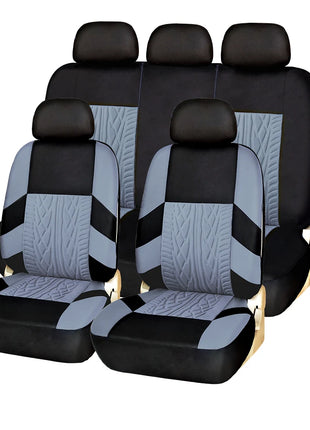 AUTO HIGH Universal Embroidery Car Seat Covers Full Set Polyester Fit Most Cars Truck SUV Van Front Rear Protector