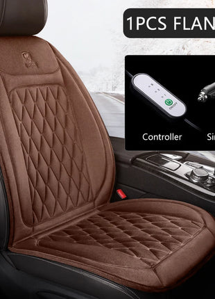 12V Heated Car Seat Cushion Cloth/Flannel Car Seat Heater Winter Warmer Seat Heating Car Accessories Heating Pads Set Universal