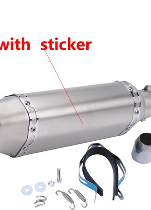 Motorcycle Exhaust Universal 38-51mm Vent Pipe With Muffler 370mm Stainless Steel For ATV Street Bike