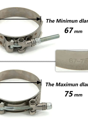 2/2.25/ 2.5/ 2.75/ 3/ 3.25/ 3.5/4 inch T-Bolt Exhaust 304 Clamp Intake Turbo Exhaust Intercooler Silicone Coupler Steel Hose Clamps