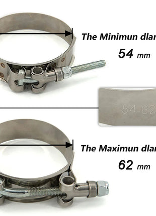 2/2.25/ 2.5/ 2.75/ 3/ 3.25/ 3.5/4 inch T-Bolt Exhaust 304 Clamp Intake Turbo Exhaust Intercooler Silicone Coupler Steel Hose Clamps