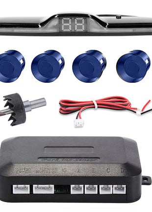 New LED Parking Sensor System Backlight Parktronic Monitor Display Kit Backup Detector Assistant 4 Probes