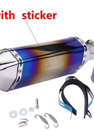 Motorcycle Exhaust Universal 38-51mm Vent Pipe With Muffler 370mm Stainless Steel For ATV Street Bike