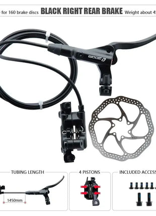 ZOOM HB-876 4 Piston Folding Mountain Bike Disc Hydraulic Brake Set Front 800 Rear 1400 Mm Mtb Bicycle Cramp Red Cycling Parts