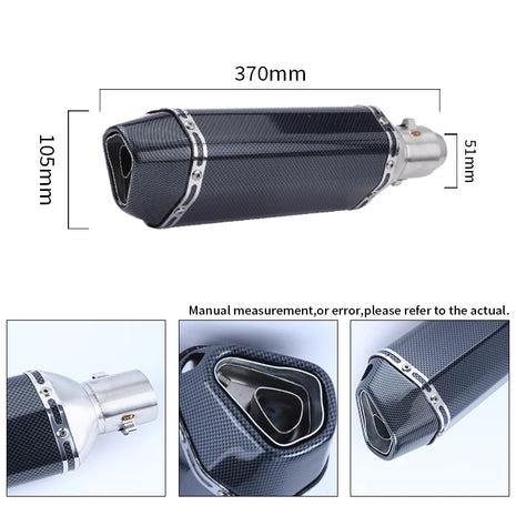 Motorcycle Exhaust Universal 38-51mm Vent Pipe With Muffler 370mm Stainless Steel For ATV Street Bike