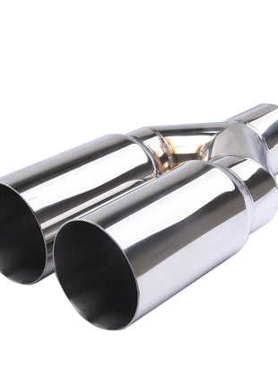 Universal 63mm Inlet 76mm Outlet Double Cylinder Stainless Steel Exhaust Tailpipe Muffler For Car Exhaust System Replacement