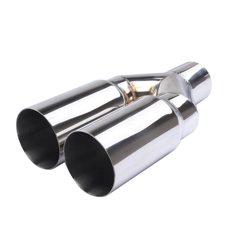 Universal 63mm Inlet 76mm Outlet Double Cylinder Stainless Steel Exhaust Tailpipe Muffler For Car Exhaust System Replacement